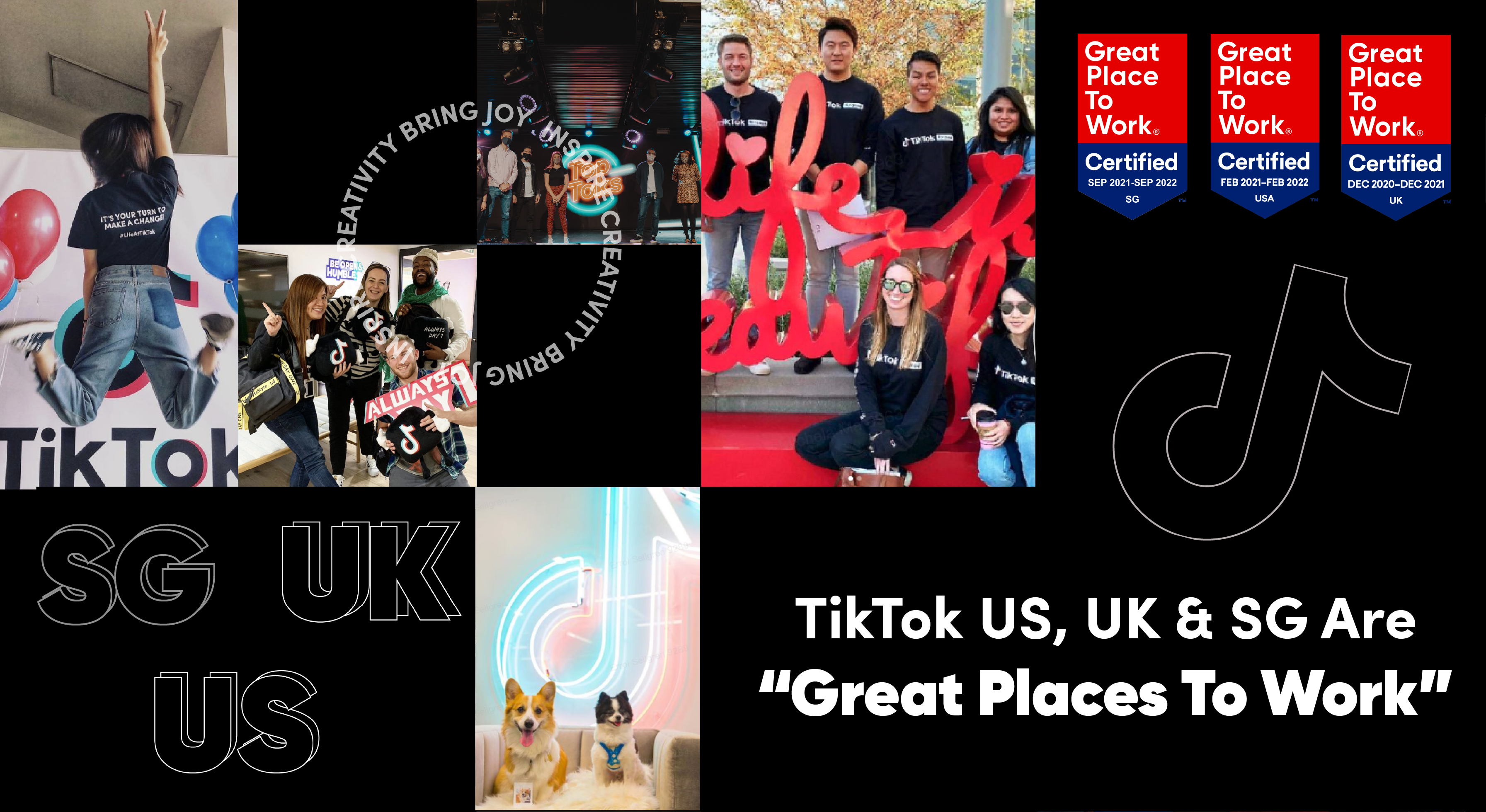TikTok US, UK, and SG Are "Great Places to Work"!